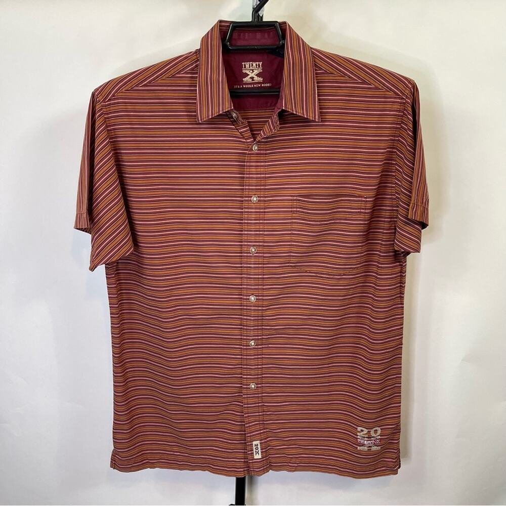 Wrangler Twenty X Red Orange Plaid Shirt Size Large Men’s